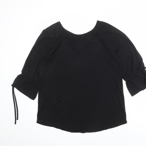 NEXT Womens Black Polyester Basic Blouse Size 14 Round Neck