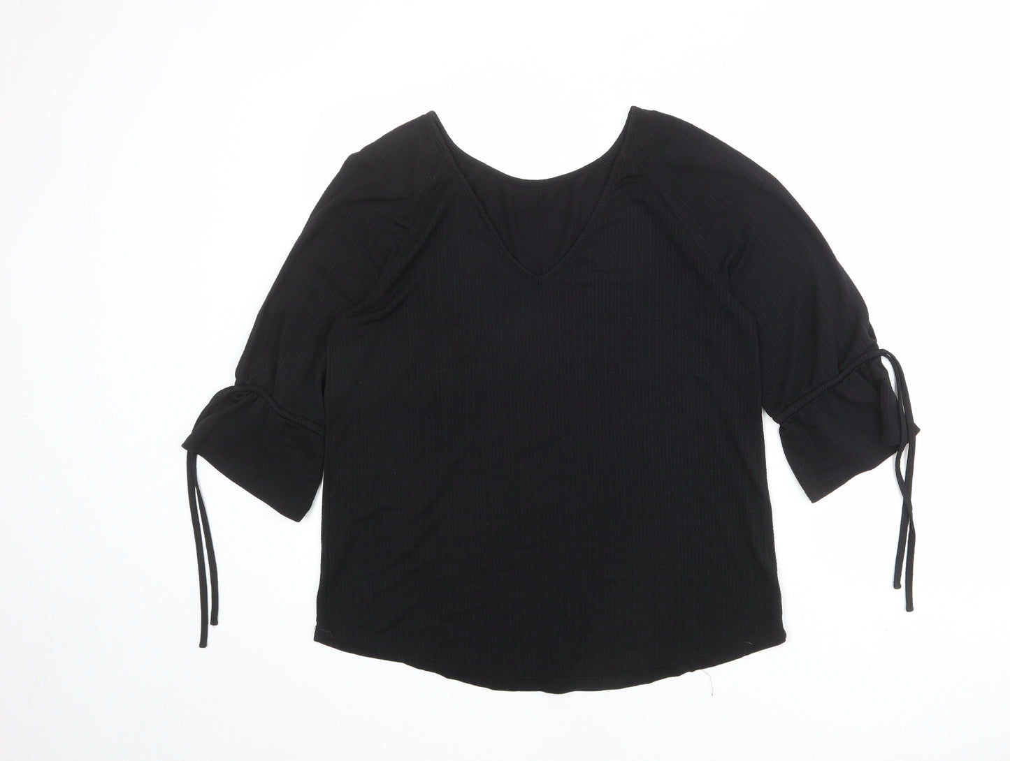 NEXT Womens Black Polyester Basic Blouse Size 14 Round Neck