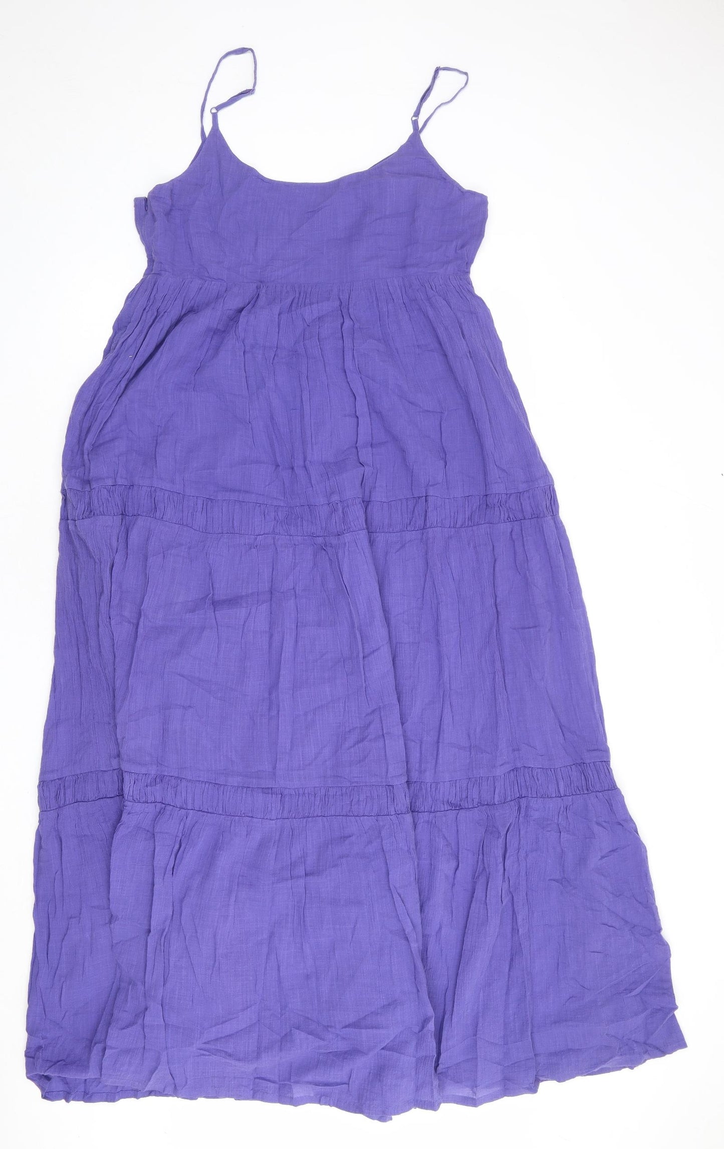 Monsoon Womens Purple 100% Cotton Maxi Size 14 V-Neck Zip