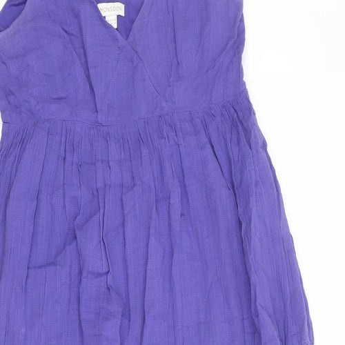 Monsoon Womens Purple 100% Cotton Maxi Size 14 V-Neck Zip