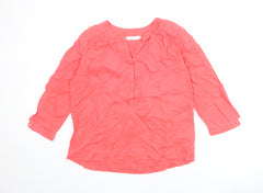 John Lewis Womens Pink Linen Basic Blouse Size 12 V-Neck