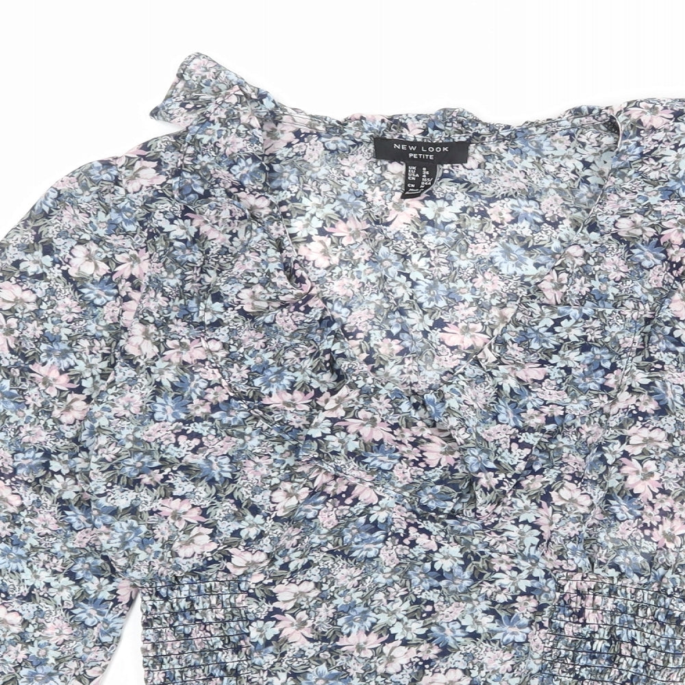 New Look Womens Multicoloured Floral Polyester Basic Blouse Size 8 V-Neck