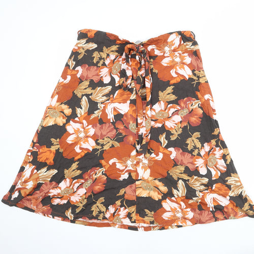 Classic Womens Multicoloured Floral Viscose Swing Skirt Size 14