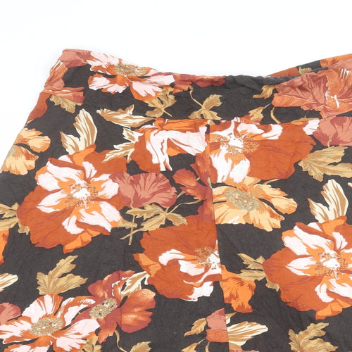 Classic Womens Multicoloured Floral Viscose Swing Skirt Size 14