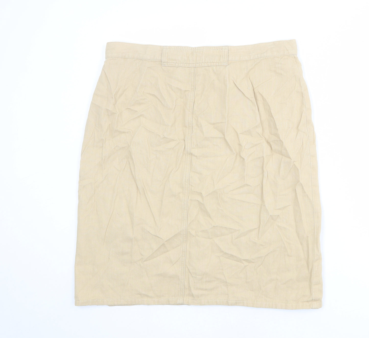 Liz Claiborne Womens Beige Cotton A-Line Skirt Size 18 Zip