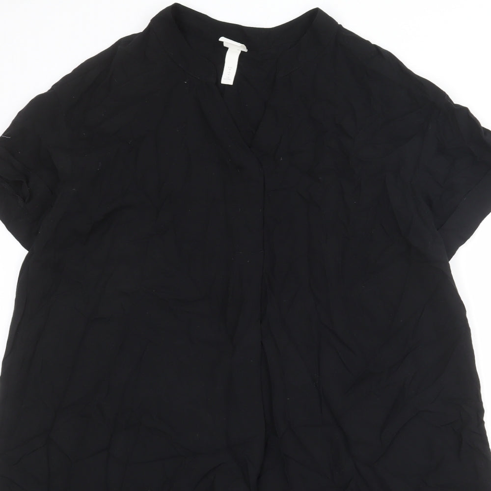 H&M Womens Black Viscose A-Line Size 10 V-Neck Pullover