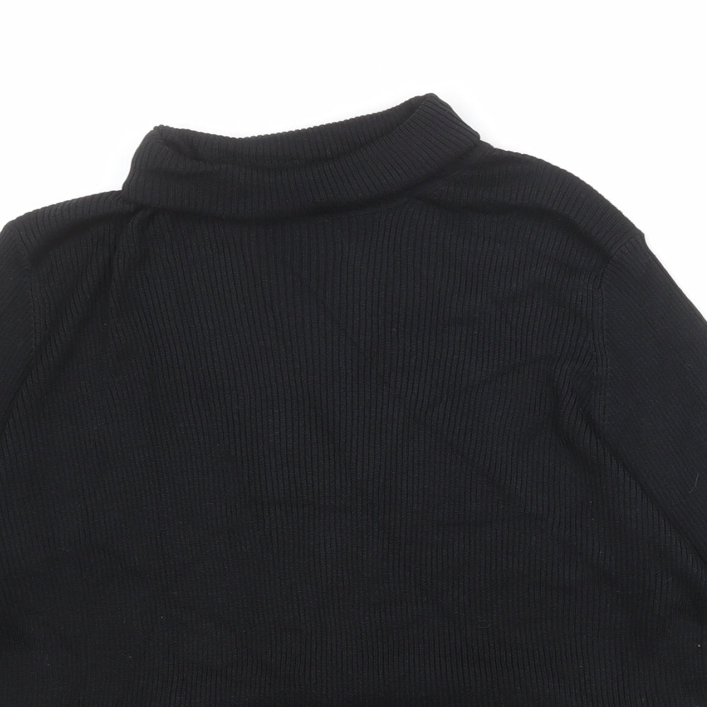 Marks and Spencer Womens Black Roll Neck Silk Pullover Jumper Size 20
