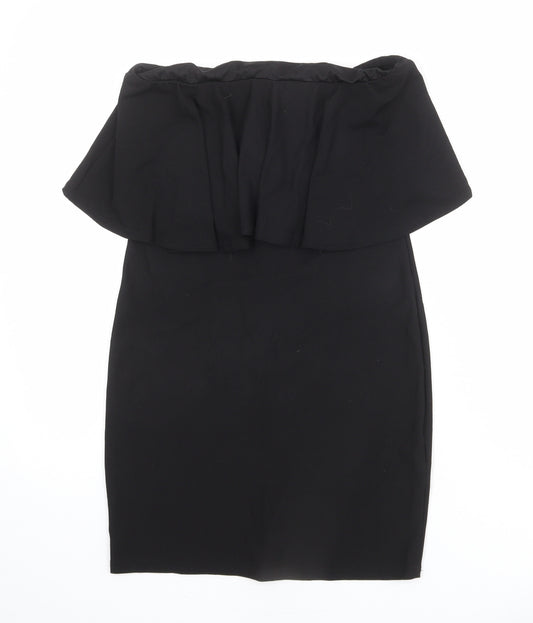 PRETTYLITTLETHING Womens Black Polyester Straight & Pencil Skirt Size 12 Zip - Peplum style