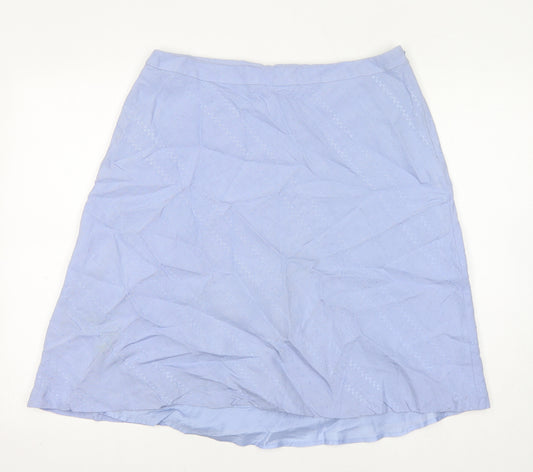 Ann Taylor Womens Purple Geometric Linen A-Line Skirt Size 12 Zip