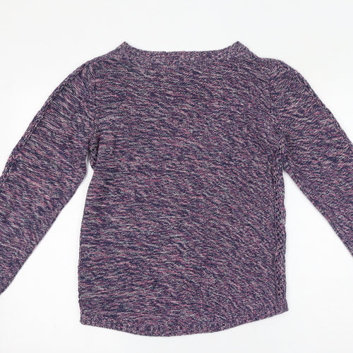 M&Co Womens Purple Round Neck 100% Cotton Pullover Jumper Size 10