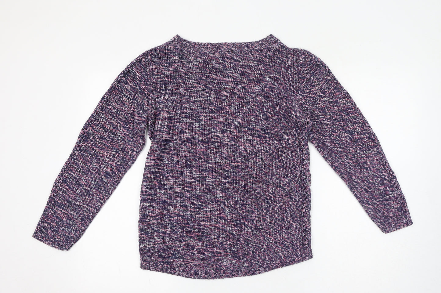 M&Co Womens Purple Round Neck 100% Cotton Pullover Jumper Size 10