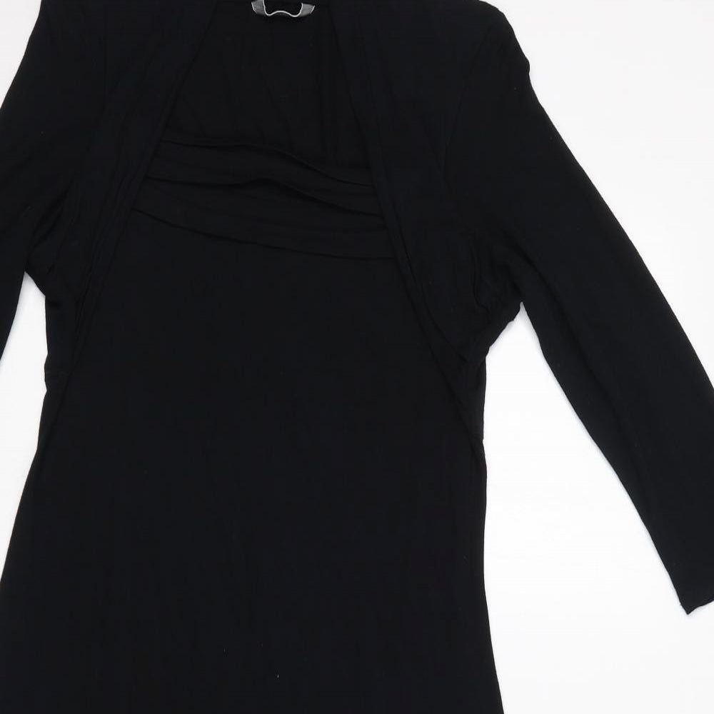 Marks and Spencer Womens Black Viscose A-Line Size 12 Square Neck Pullover