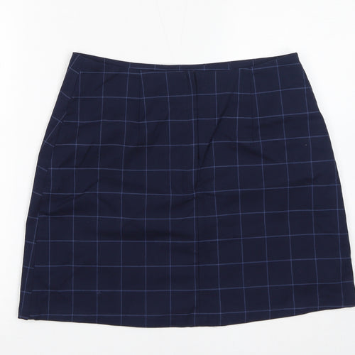 Monki Womens Blue Check Polyester Mini Skirt Size 12 Zip