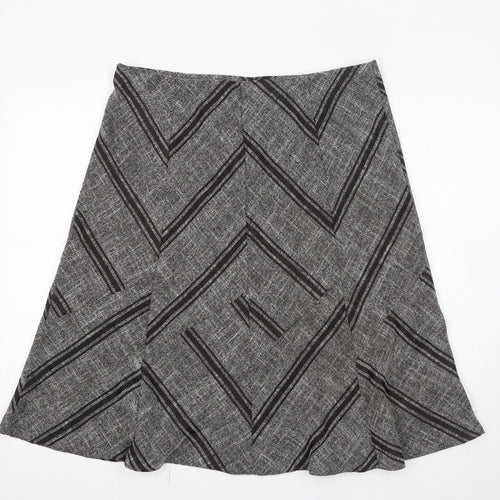 Marks and Spencer Womens Grey Striped Polyester Swing Skirt Size 16
