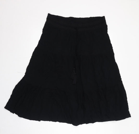Marks and Spencer Womens Black Viscose Peasant Skirt Size 16 Drawstring