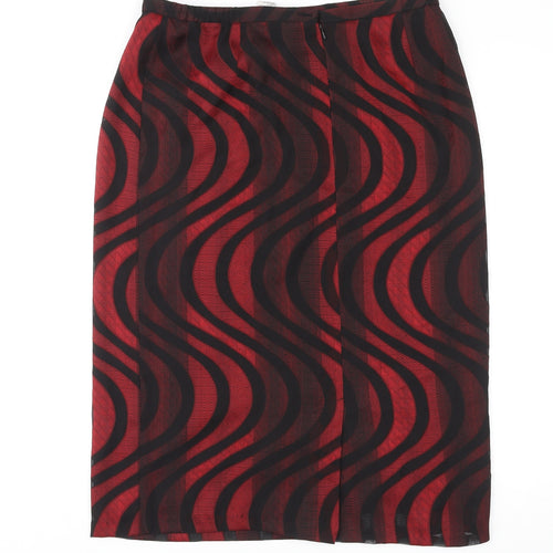 Whimsy Womens Red Geometric Polyester Straight & Pencil Skirt Size 14 Zip