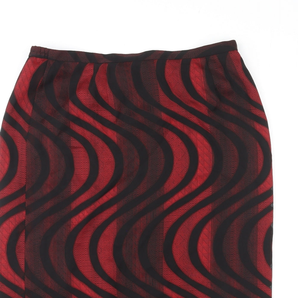 Whimsy Womens Red Geometric Polyester Straight & Pencil Skirt Size 14 Zip