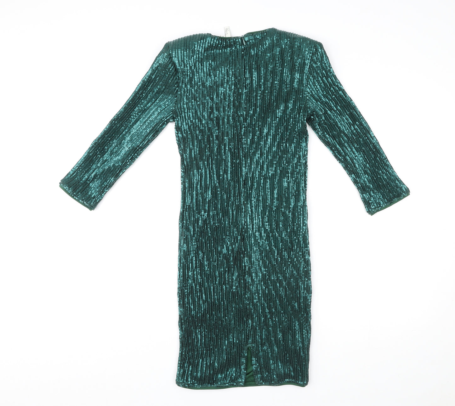 NLY Trend Womens Green Polyester Bodycon Size 8 Crew Neck Zip