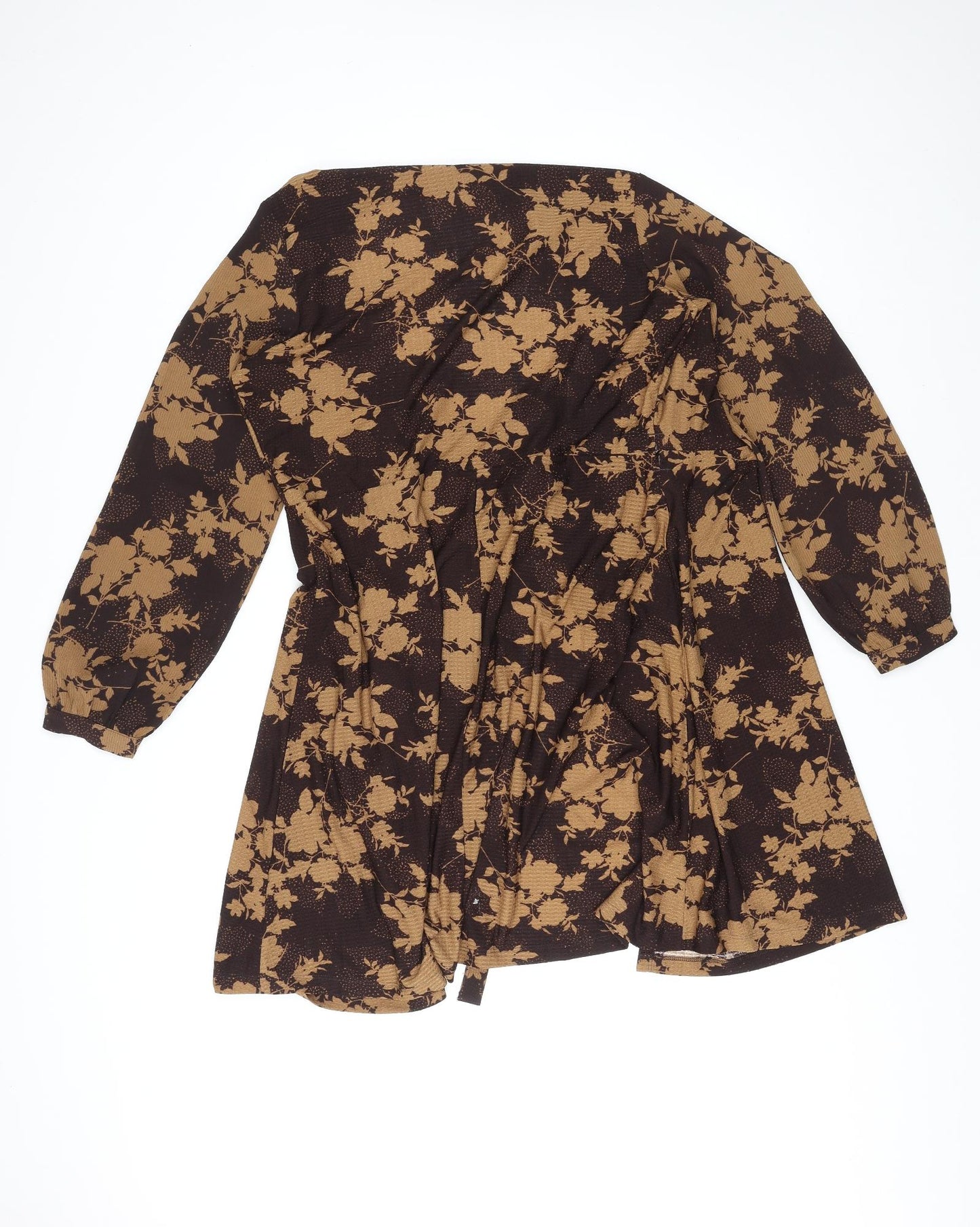 NEXT Womens Brown V-Neck Floral Polyester Cardigan Jumper Size 14