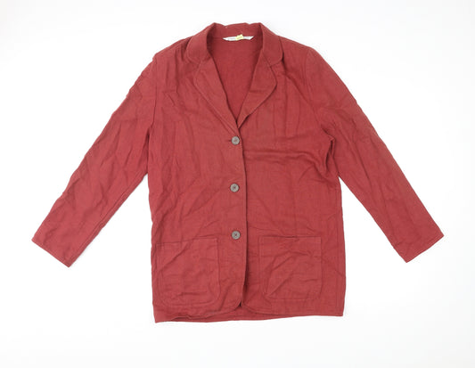 St Michael Womens Red Linen Jacket Blazer Size 12