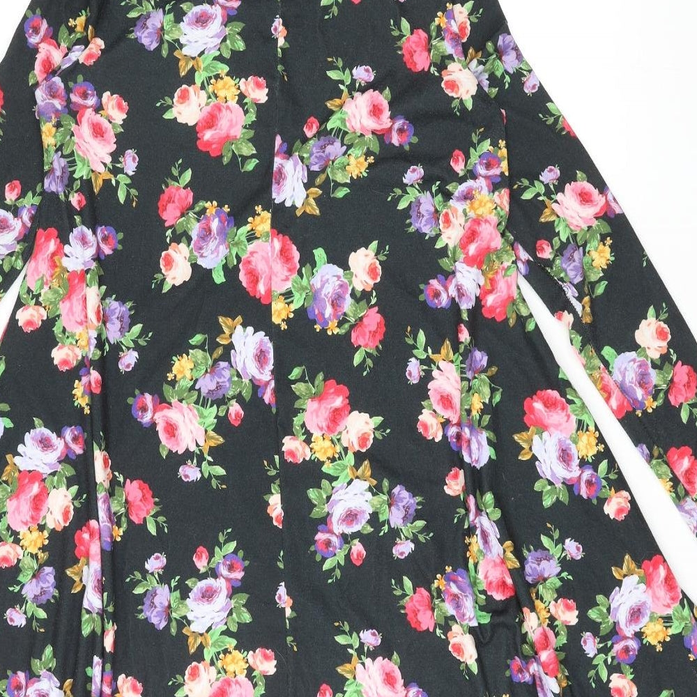 Missi Womens Multicoloured Floral Polyester Skater Dress Size M Boat Neck Pullover