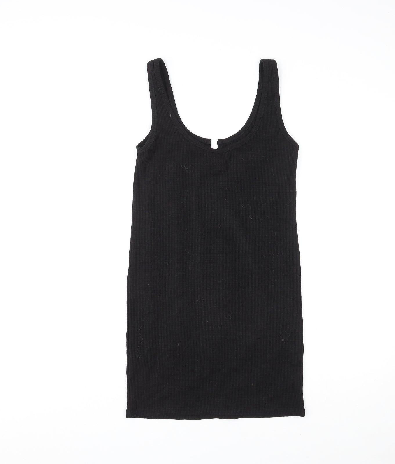 Topshop Womens Black Polyester Tank Dress Size 8 Scoop Neck Pullover