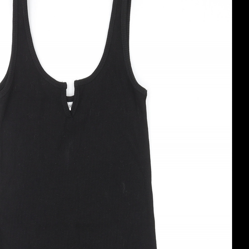 Topshop Womens Black Polyester Tank Dress Size 8 Scoop Neck Pullover