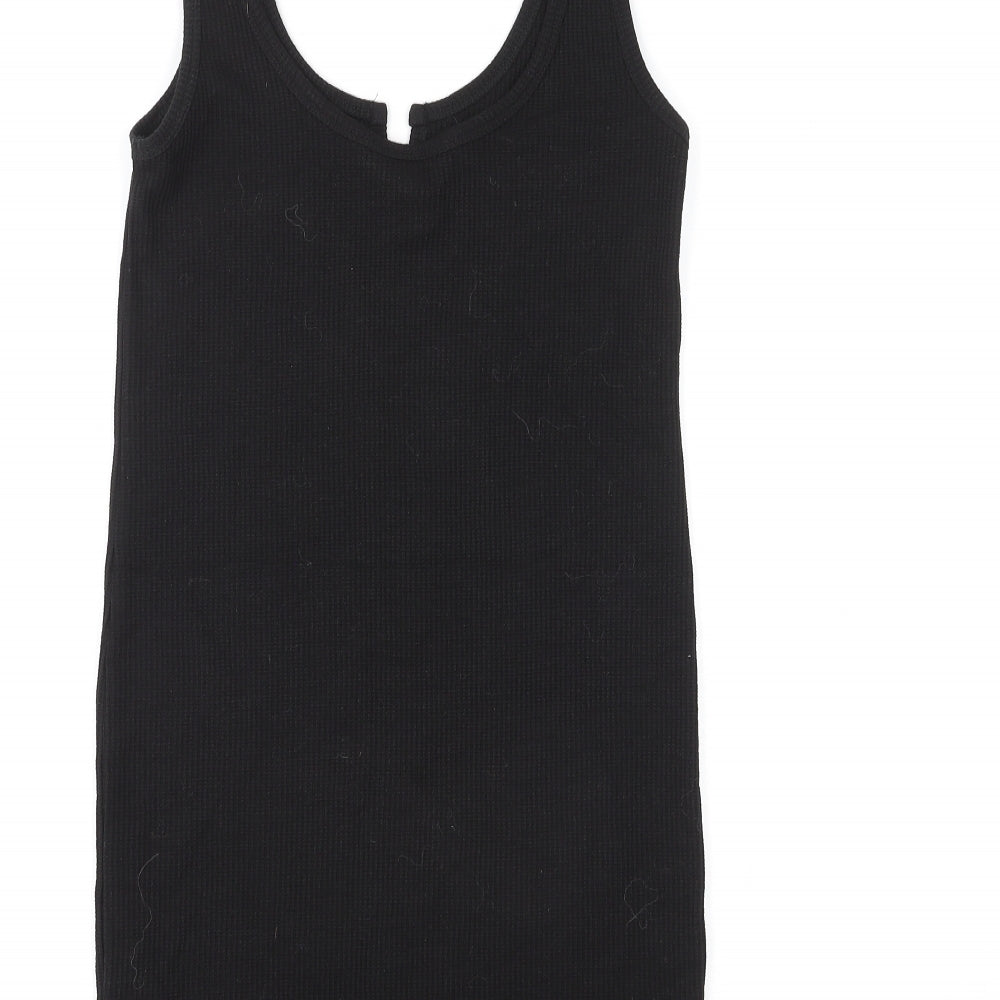 Topshop Womens Black Polyester Tank Dress Size 8 Scoop Neck Pullover