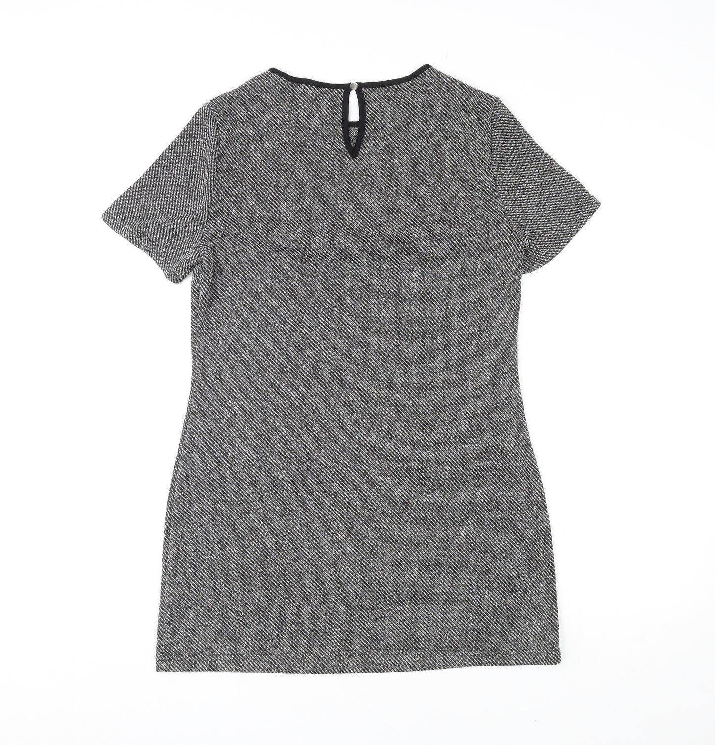 Dorothy Perkins Womens Grey Polyester Mini Size 8 Round Neck Button