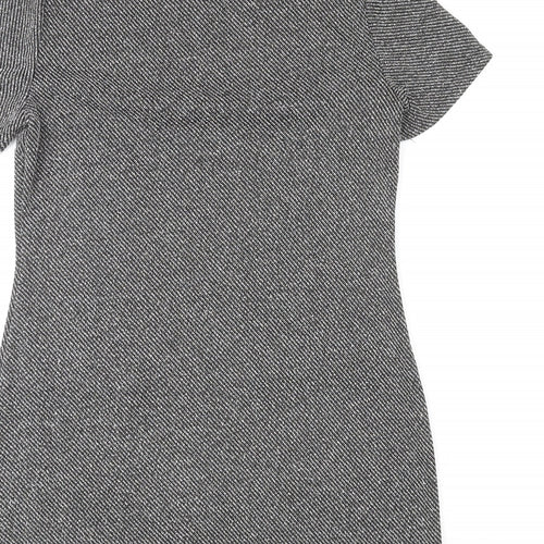 Dorothy Perkins Womens Grey Polyester Mini Size 8 Round Neck Button