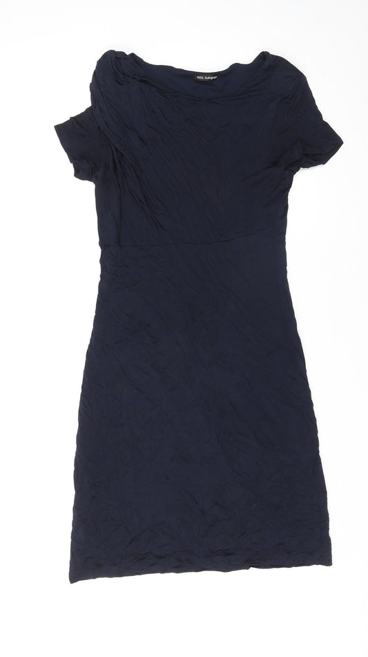 Marks and Spencer Womens Blue Viscose T-Shirt Dress Size 10 Cowl Neck Pullover