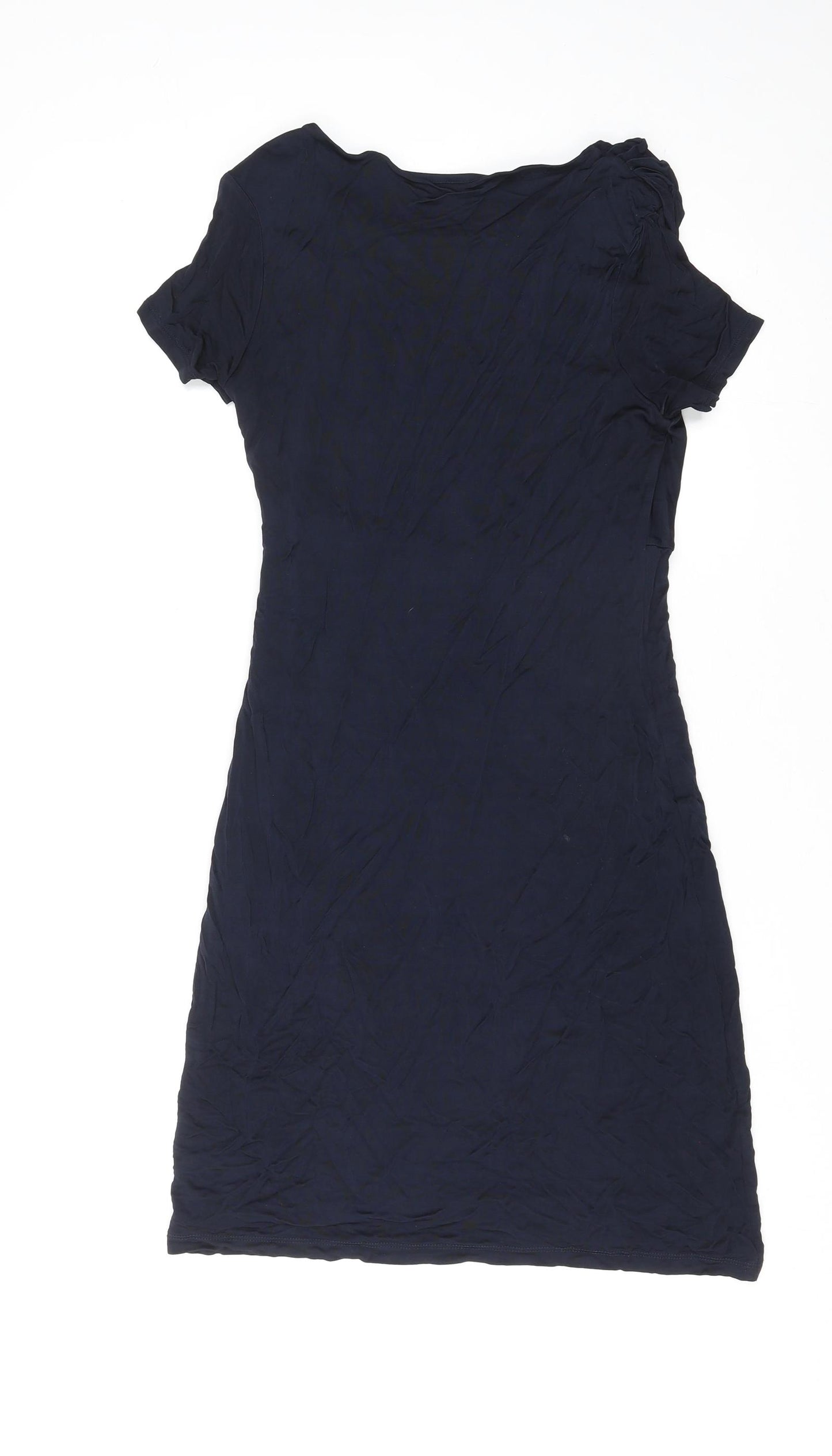 Marks and Spencer Womens Blue Viscose T-Shirt Dress Size 10 Cowl Neck Pullover