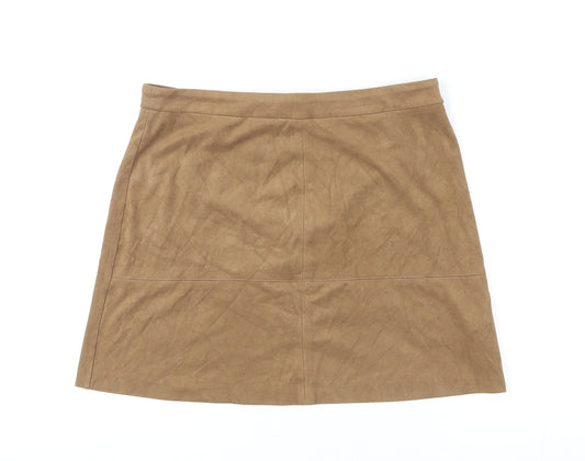 New Look Womens Brown Polyester Mini Skirt Size 10 Zip