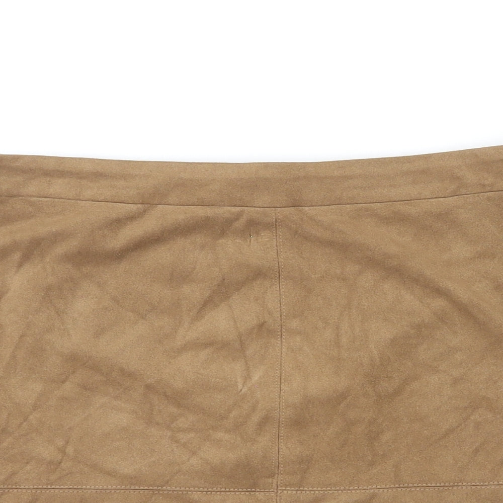 New Look Womens Brown Polyester Mini Skirt Size 10 Zip