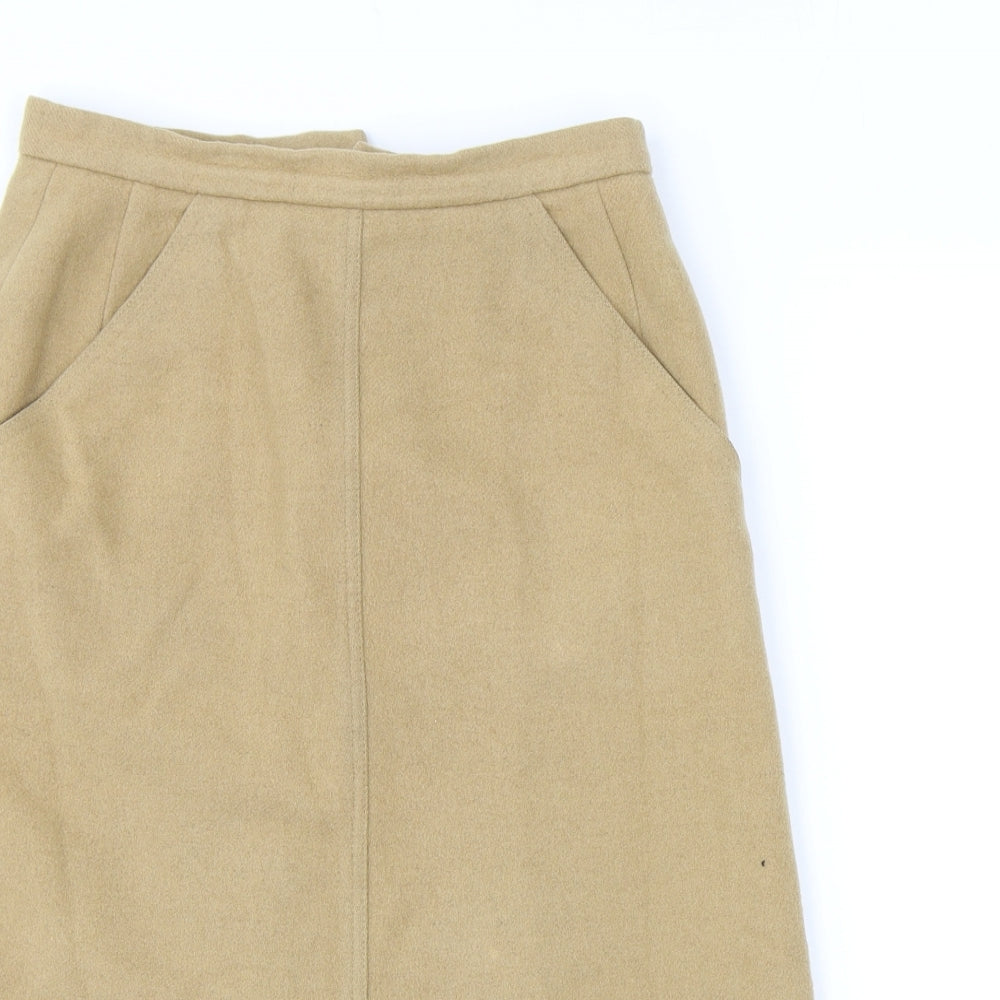 Jaeger Womens Beige Wool A-Line Skirt Size 12 Zip