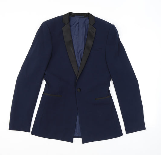 ASOS Mens Blue Polyester Jacket Blazer Size 38 Regular