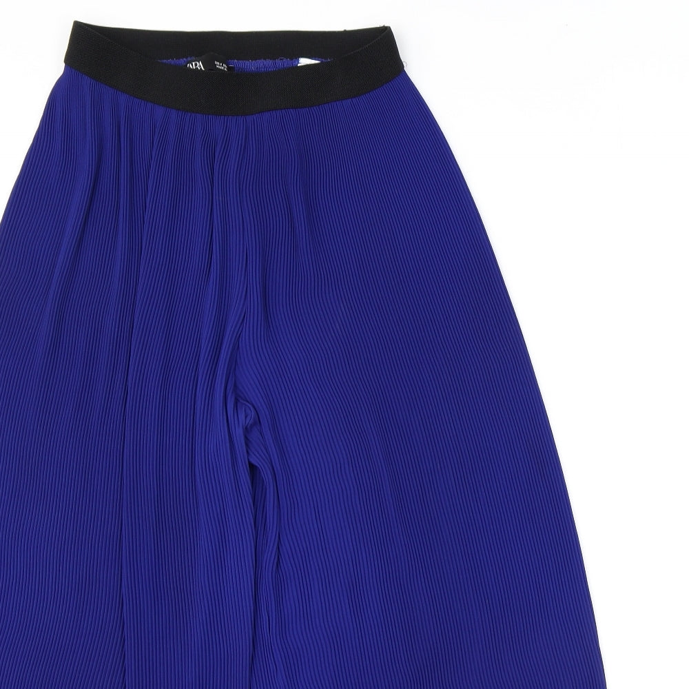 Zara Womens Blue Polyester Capri Trousers Size S L22 in Regular - Plisse