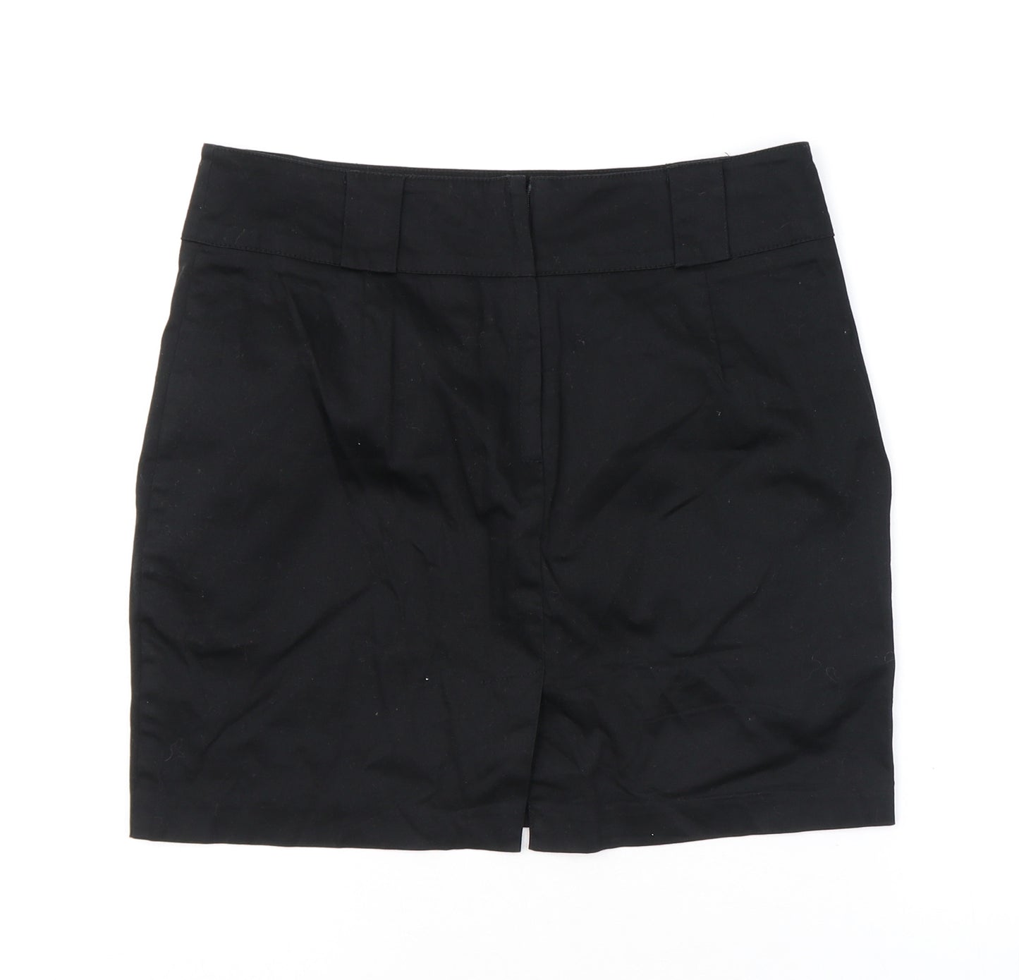 Dorothy Perkins Womens Black Cotton A-Line Skirt Size 12 Zip