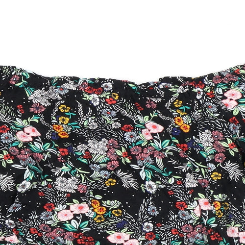 H&M Womens Multicoloured Floral Viscose Basic T-Shirt Size 10 Off the Shoulder