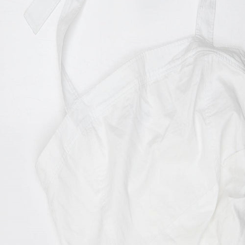 Zara Womens White 100% Cotton Basic Blouse Size XL Halter