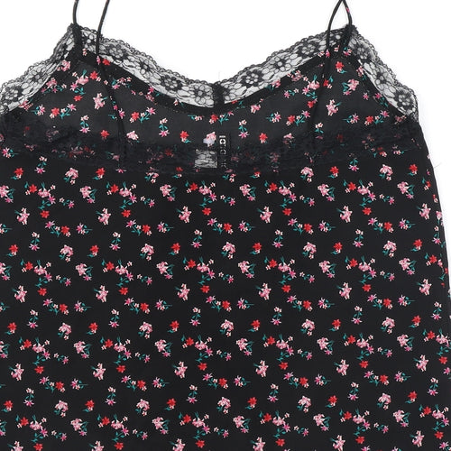 Divided by H&M Womens Black Floral Polyester Camisole Tank Size 10 Scoop Neck