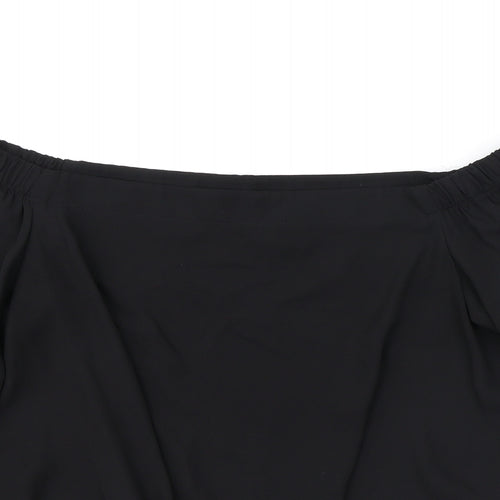 New Look Womens Black Polyester Basic Blouse Size 10 Off the Shoulder - Tie Front