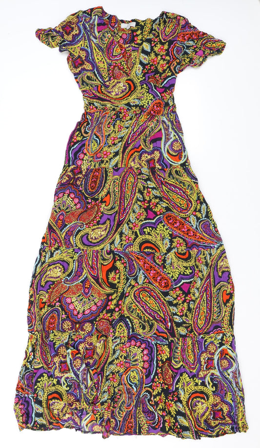 Red Herring Womens Multicoloured Paisley Viscose Maxi Size 8 V-Neck Pullover