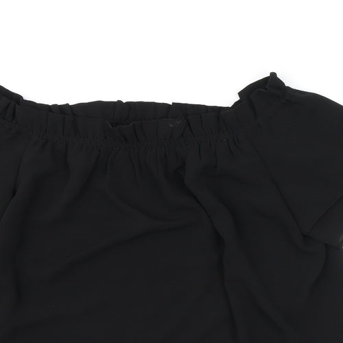 Dorothy Perkins Womens Black Polyester Basic T-Shirt Size 10 Scoop Neck