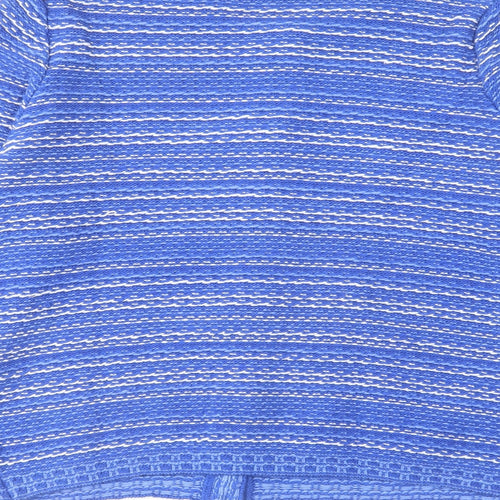 Pure Womens Blue Round Neck Striped Cotton Cardigan Jumper Size 16