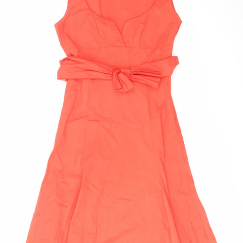 Dorothy Perkins Womens Orange Cotton A-Line Size 10 Round Neck Zip