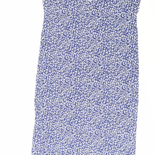 Marks and Spencer Womens Blue Geometric Viscose Tank Dress Size 10 V-Neck Pullover