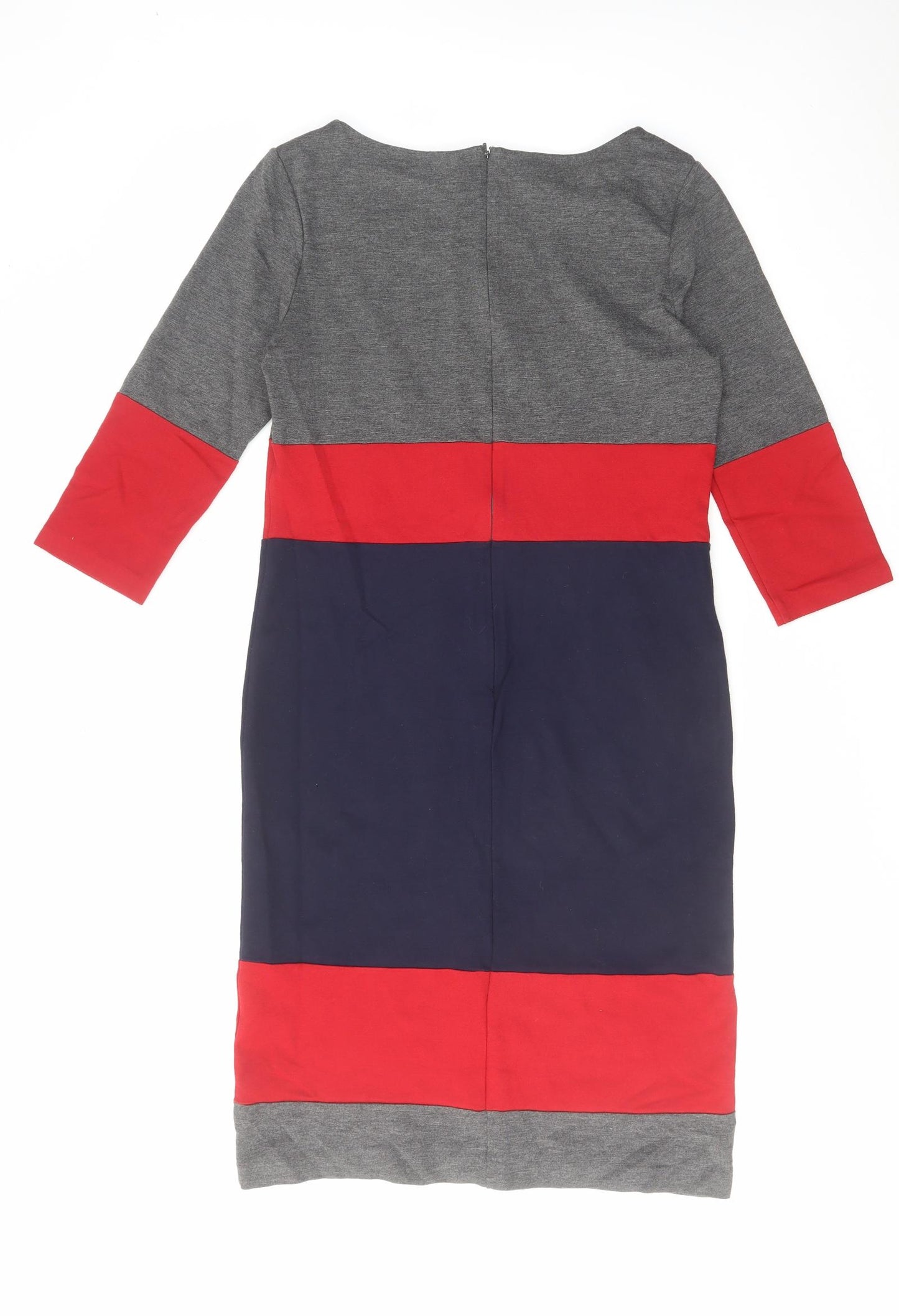 Hobbs Womens Multicoloured Colourblock Polyester Jumper Dress Size 14 Boat Neck Zip
