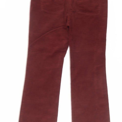 Per Una Womens Red Cotton Trousers Size 14 L27 in Regular Zip