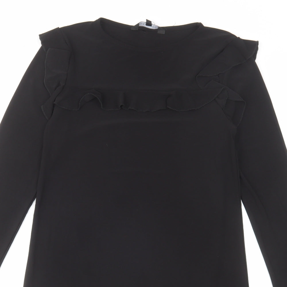 New Look Womens Black Polyester A-Line Size 8 Round Neck Pullover